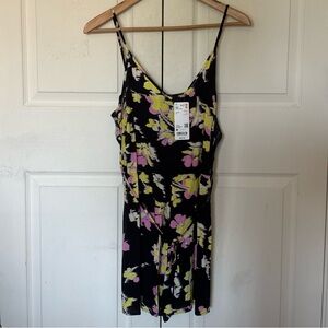 NWT Uniqlo Women Black Floral Printed  Camisole Romper size M